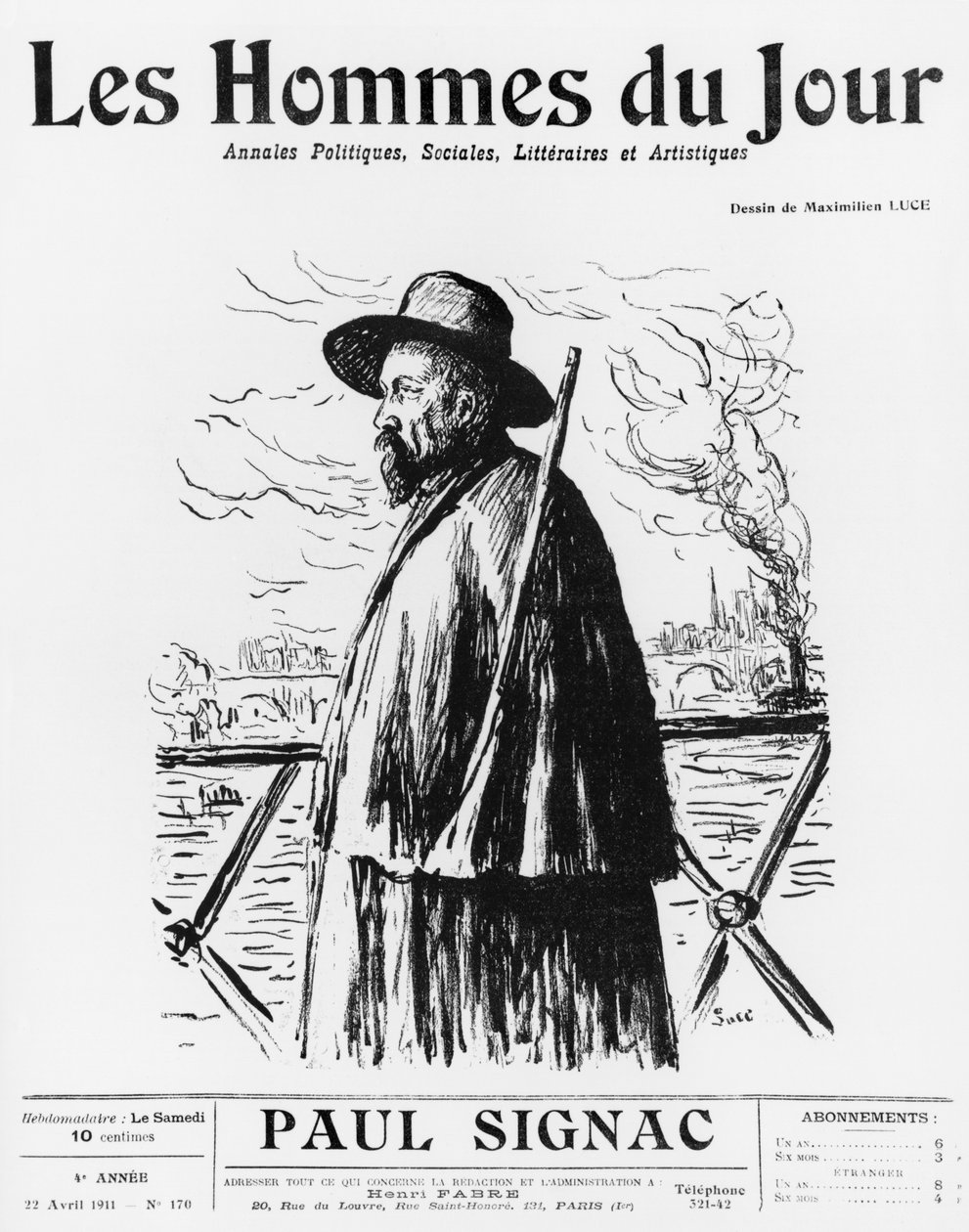 Paul Signac, az első borító illusztrációja: „Les Hommes du Jour”, 170. szám, Párizs, 1911. április 22. alkotó: Maximilien Luce