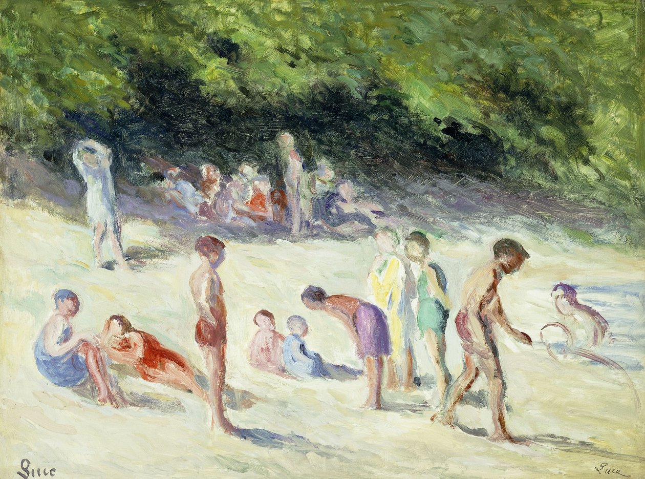 Mericourt fürdőzői; La Baignade a Mericourt, 1935 alkotó: Maximilien Luce