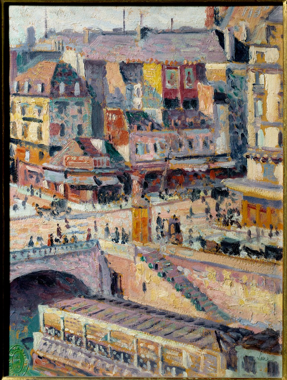 A Szent Michel-híd és az ötvös rakpart. Olaj, papír maroufle isorel. Maximilian Luce (1858-1941) festménye alkotó: Maximilien Luce
