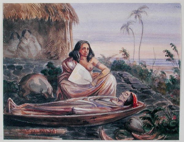 Temetés Tahitin, 1841-48 körül (akvarell papíron) alkotó: Maximilien Radiguet