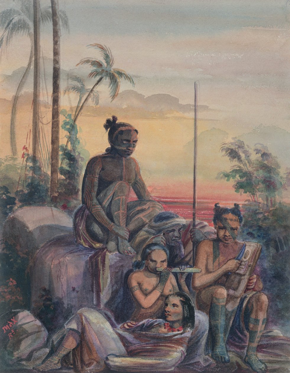 A Marquesas-szigetek lakói, 1841-48 körül alkotó: Maximilien Radiguet