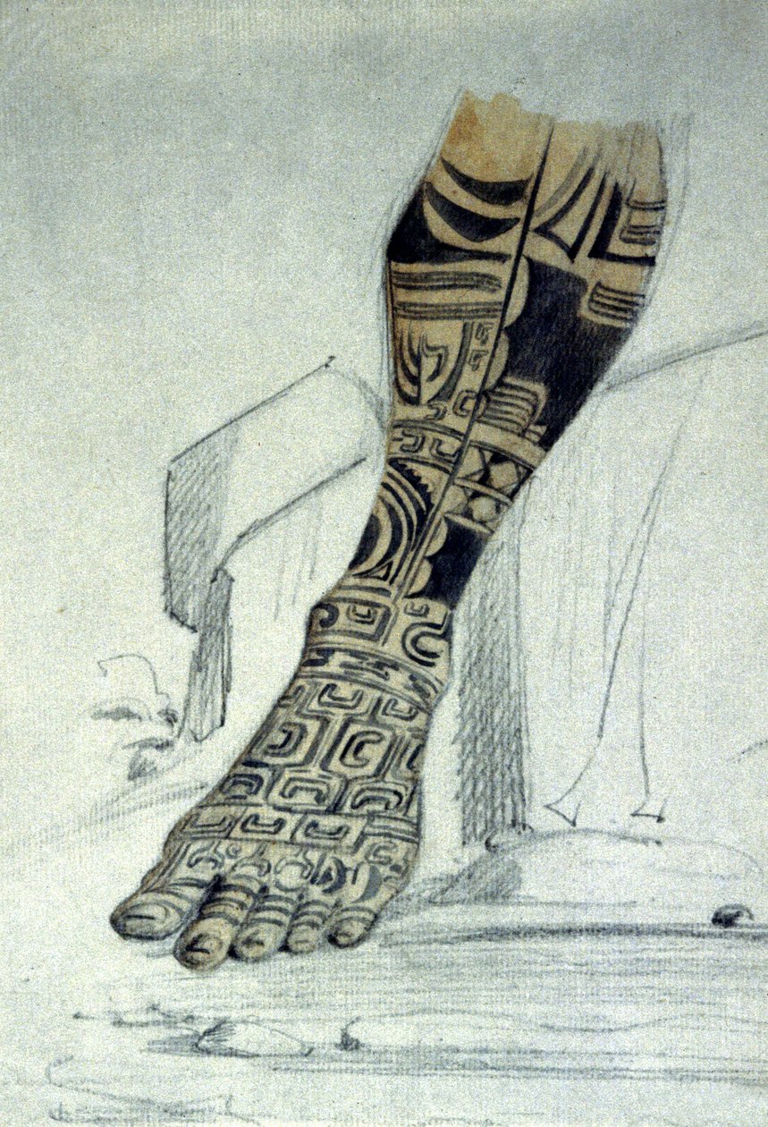 Maori láb tetoválás alkotó: Maximilien Radiguet