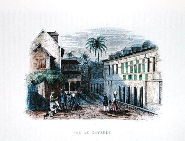 Rue de Cayenne, Francia Guyana, illusztráció a „Les Francais par Eux-memes”, szerk. L. Curmer alkotó: Maximilien Radiguet
