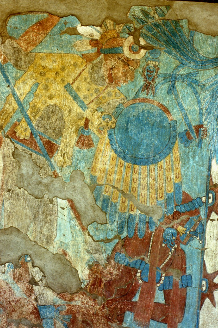 Cacaxtla csata, késő klasszikus korszak (falfestmény) alkotó: Mayan