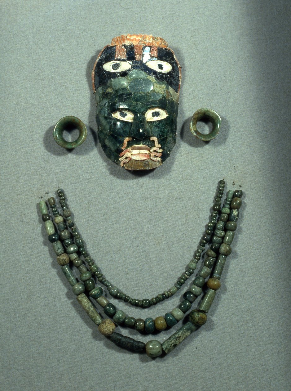 Temetési ékszer Calakmulból, késő klasszikus időszak, i.sz. 600-900 (jáde) alkotó: Mayan