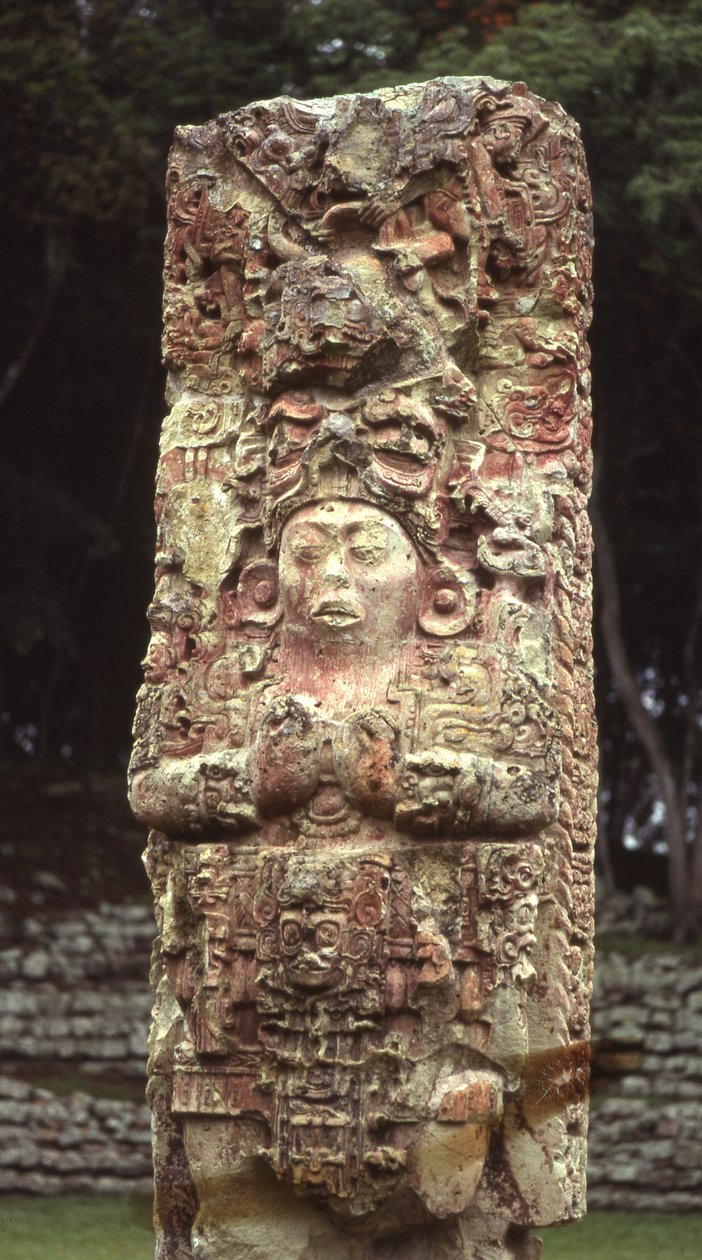 Stela C, nyugati oldal, Copan, késő klasszikus kor, Kr.u. 780 alkotó: Mayan