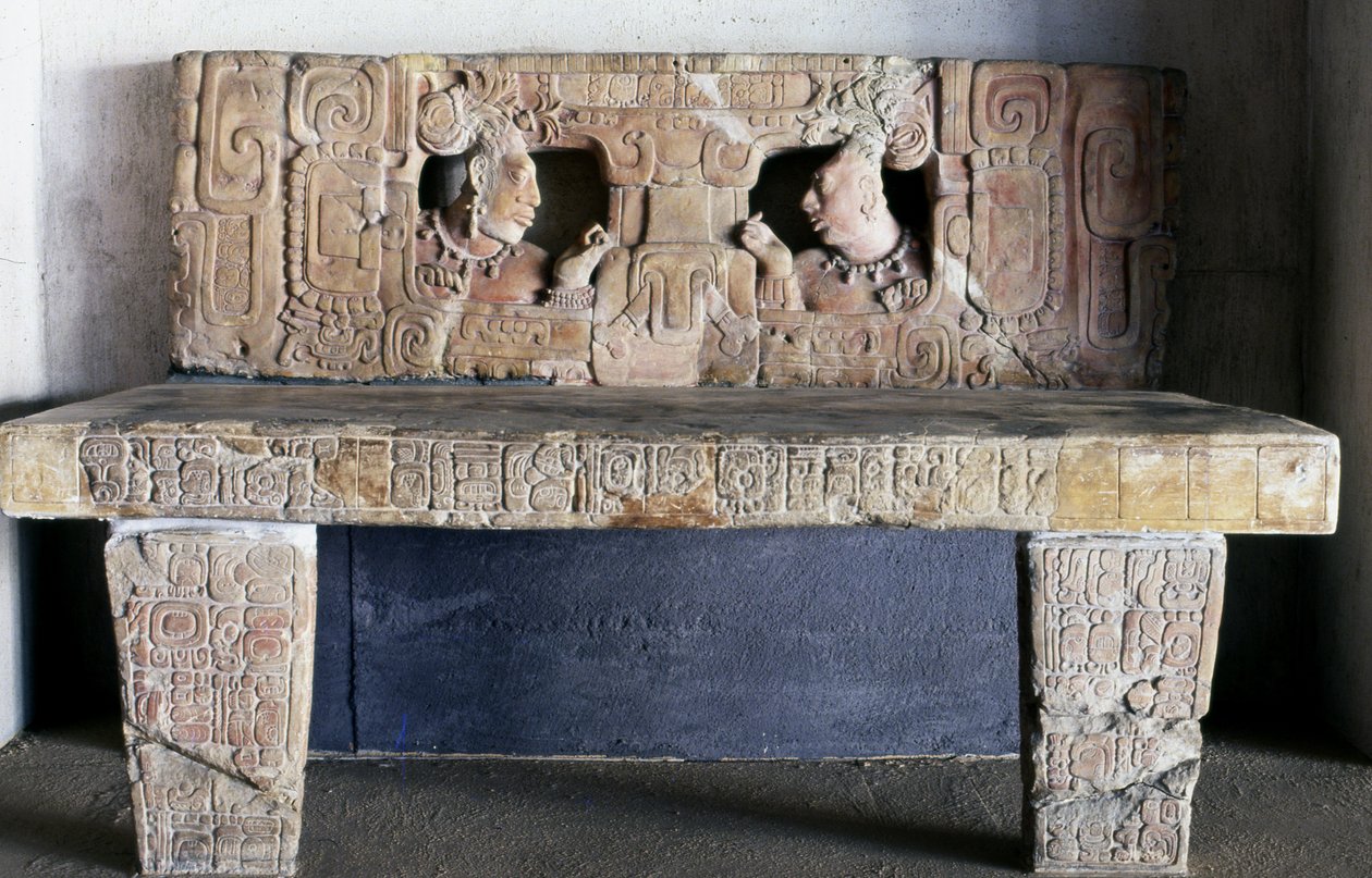 1. trón, Piedras Negras, Usamacinta, Guatemala, késői klasszikus időszak (600-900) alkotó: Mayan