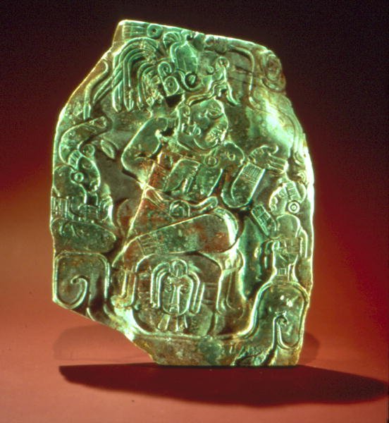 Királyt ábrázoló emléktábla udvaroncokkal (jáde) alkotó: Mayan