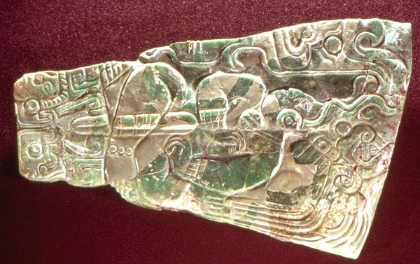 Egy papot (jáde) ábrázoló emléktábla alkotó: Mayan