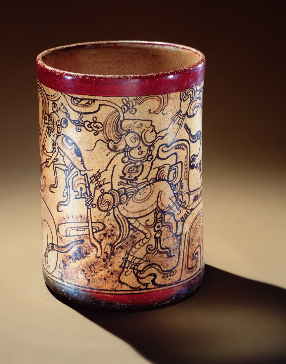 Edény mitológiai jelenettel, Guatemala (kerámia) alkotó: Mayan