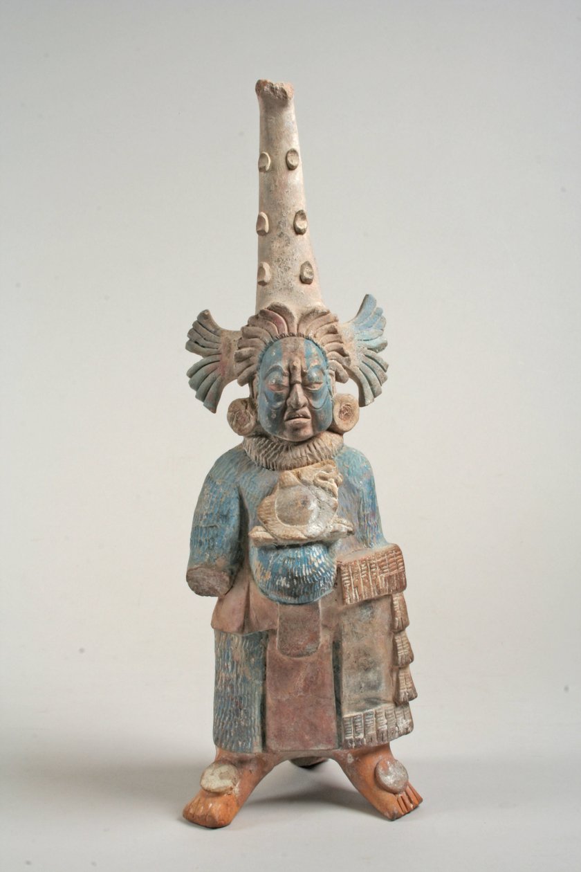 Jelmezes figura Mexikóból, 7-8. század (kerámia, pigment) alkotó: Mayan