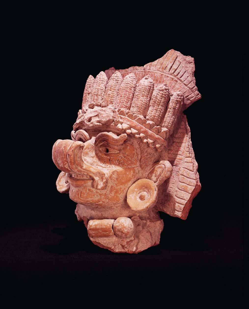 A maja kukoricaisten feje, Oaxaca, i.sz. 500 körül (cserép) alkotó: Mayan