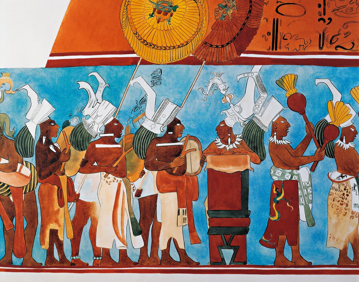 Bonampak freskók rekonstrukciója zenészek felvonulásával (falfestés) alkotó: Mayan