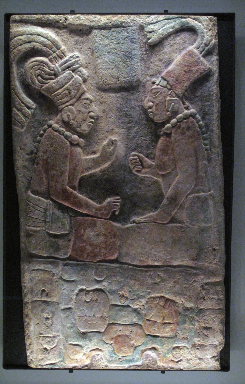 Két ülő férfi, El Chicozapote, Usumacinta, Késő Klasszikus Korszak, Kr.u. 600-900 alkotó: Mayan
