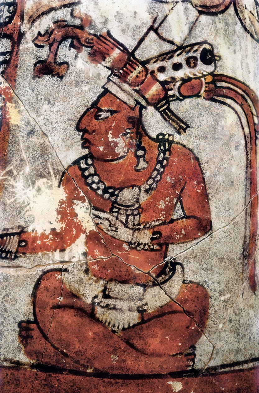 Maja harcos. Polikróm kerámia, maja művészet, 7. Tikal Nemzeti Régészeti és Etnológiai Múzeum (Guatemala). alkotó: Mayan Mayan