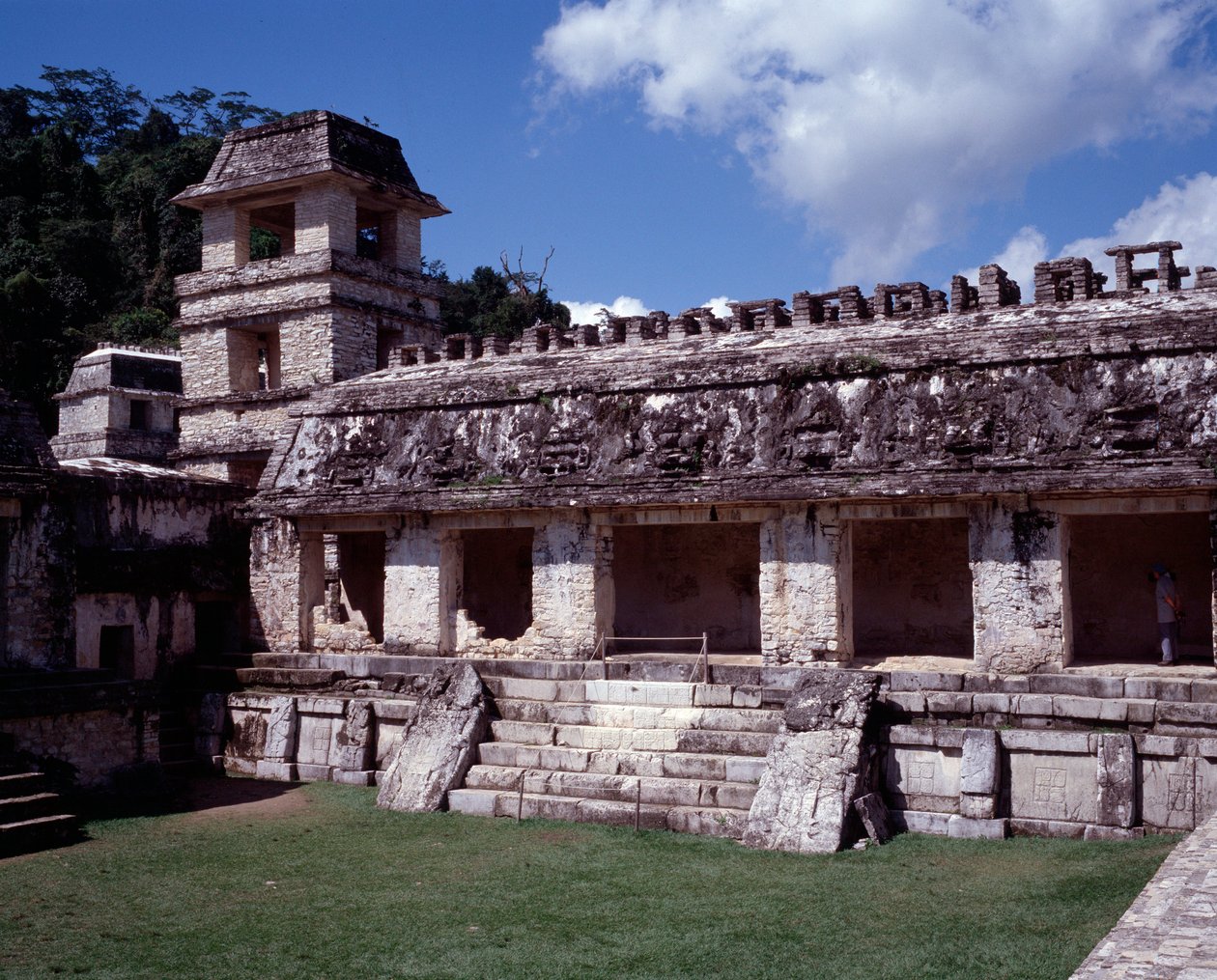 Kolumbiai előtti civilizáció: kilátás Palenque helyére a Chiapas klasszikus maja korszakában alkotó: Mayan Mayan