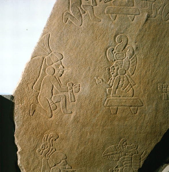 Emberalakokkal vésett tábla Kaminaljuyuból, Guatemalából, kora klasszikus korszak (250-600) (kő) alkotó: Mayan Mayan