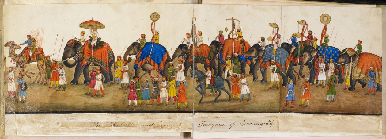 Felvonulási panoráma, illusztráció a „Reminiscences of Imperial Delhi”-ből. A Delhi könyv, Sir Thomas Theophilus Metcalfe alkotó: Mazar or Mazhar Ali Khan