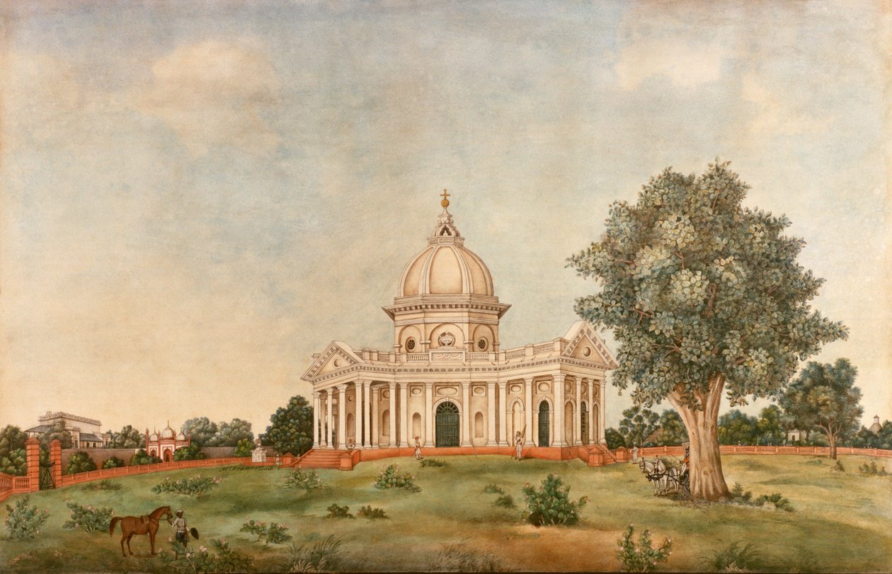 A Szent Jakab-templom külsõ képe, Delhi, 1836 körül (akvarell) alkotó: Mazhar Ali Khan
