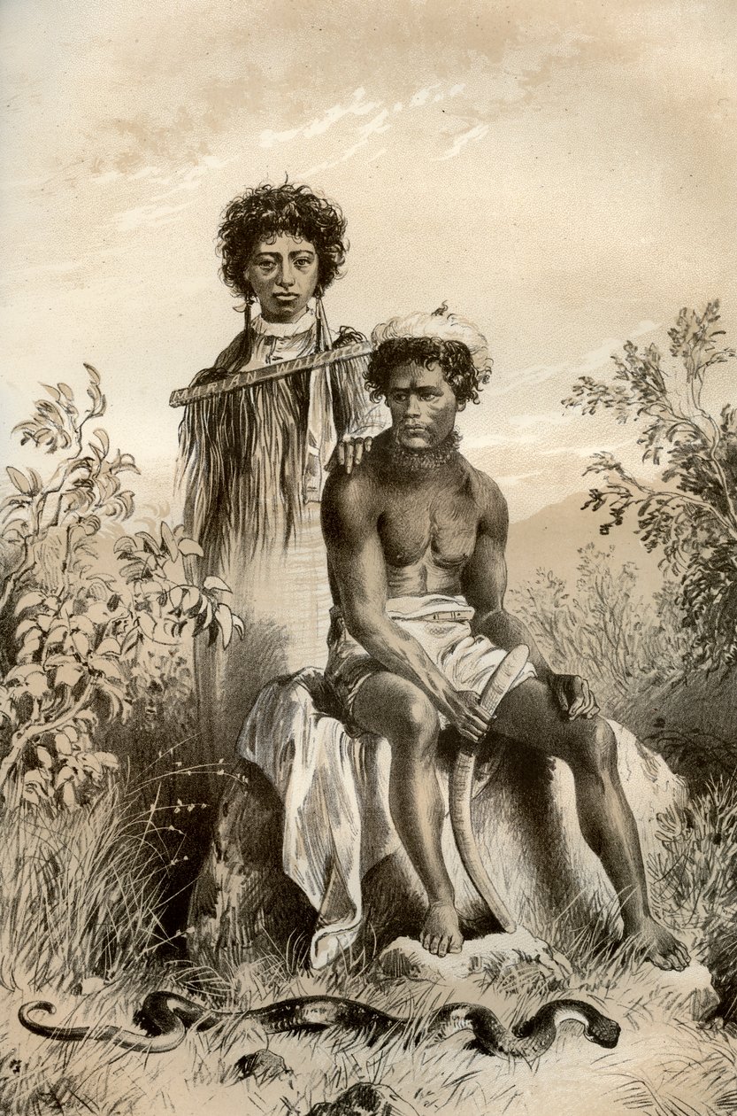 Maorik és szőnyegkígyó, Új-Zéland, 1879 alkotó: McFarlane and Erskine