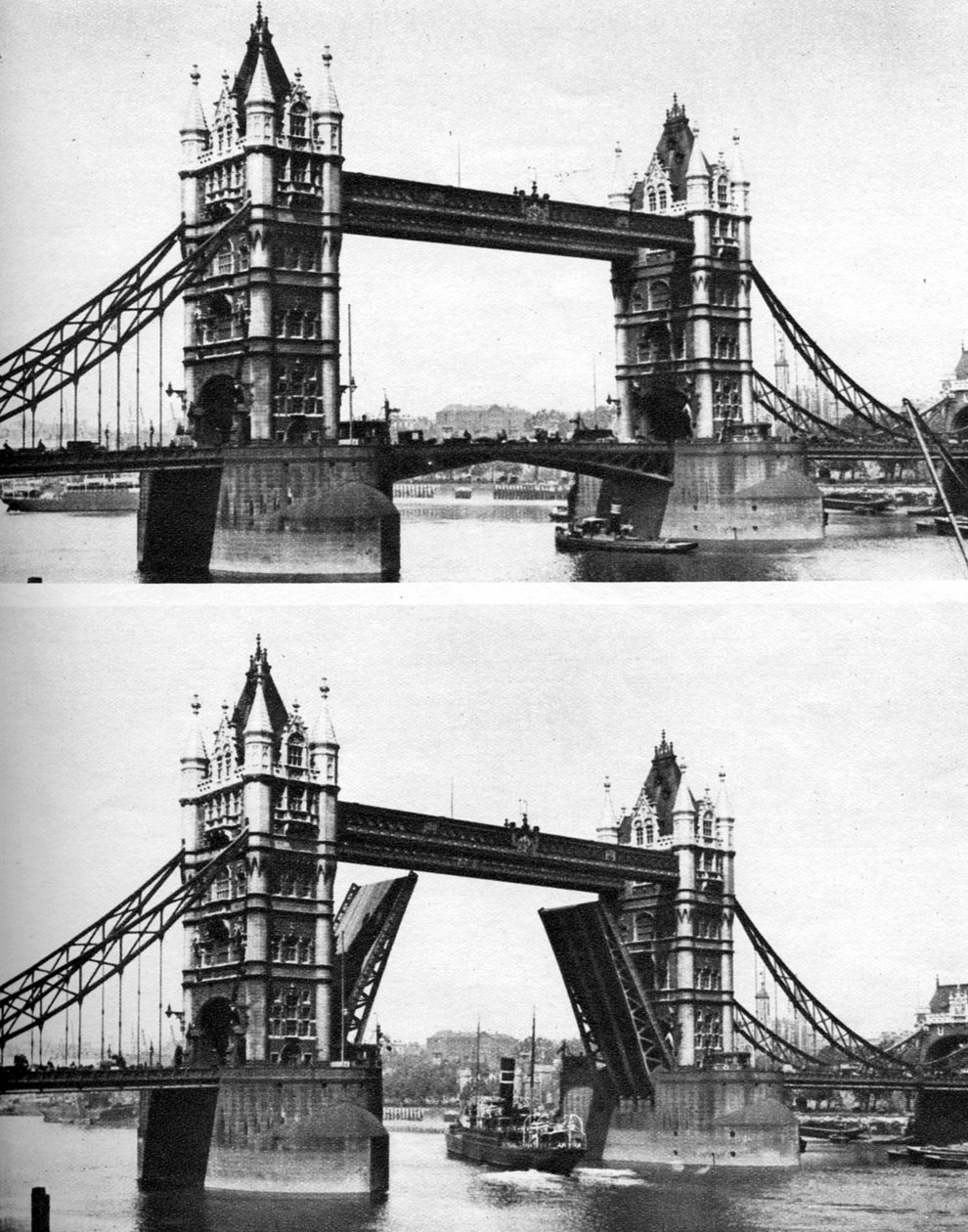 Tower Bridge nyitva és zárva, London, 1926-1927 alkotó: McLeish