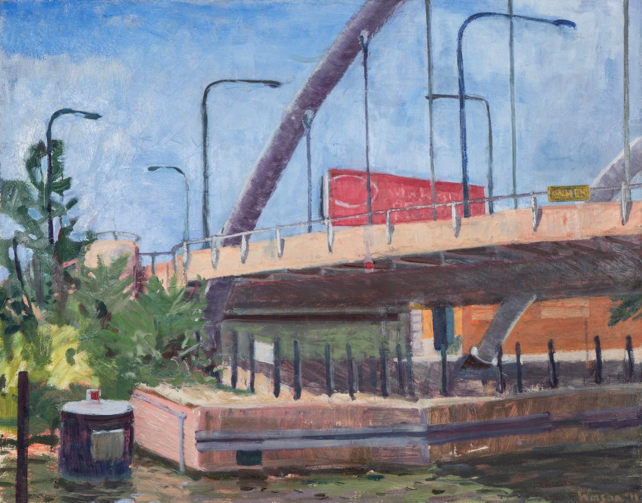 Damen híd a folyó felől, 2011 (olaj, vászon) alkotó: Megan Williamson
