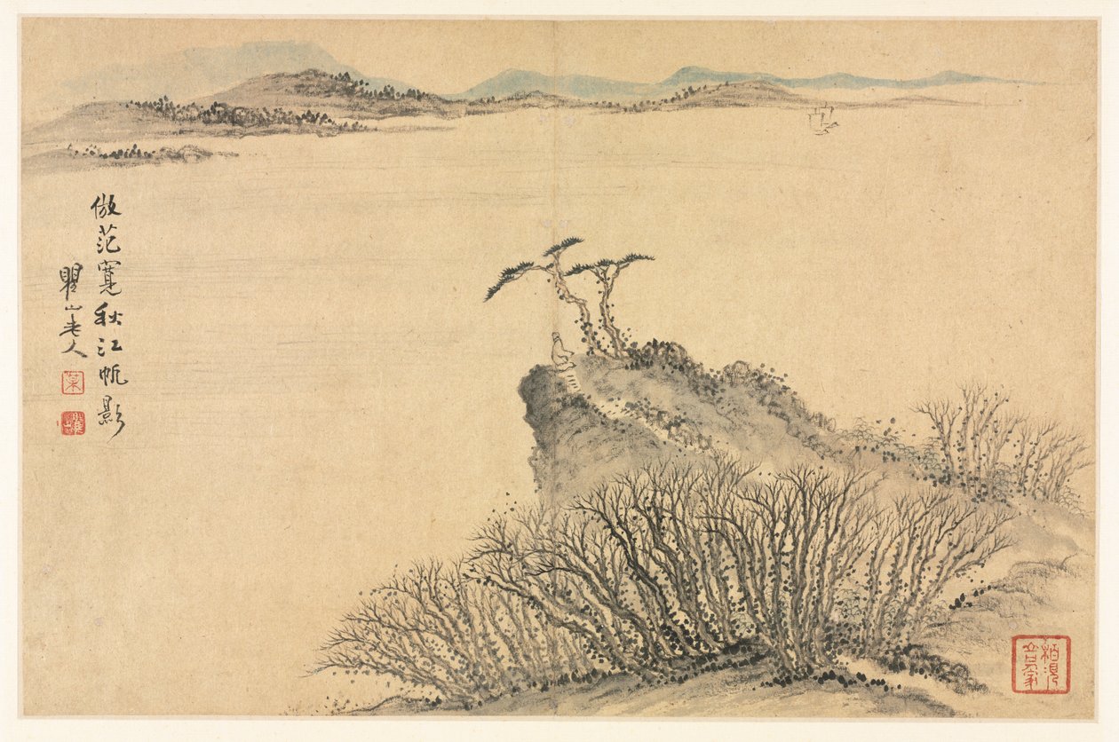 Különféle stílusú tájak régi mesterek után, 1690. alkotó: Mei Qing