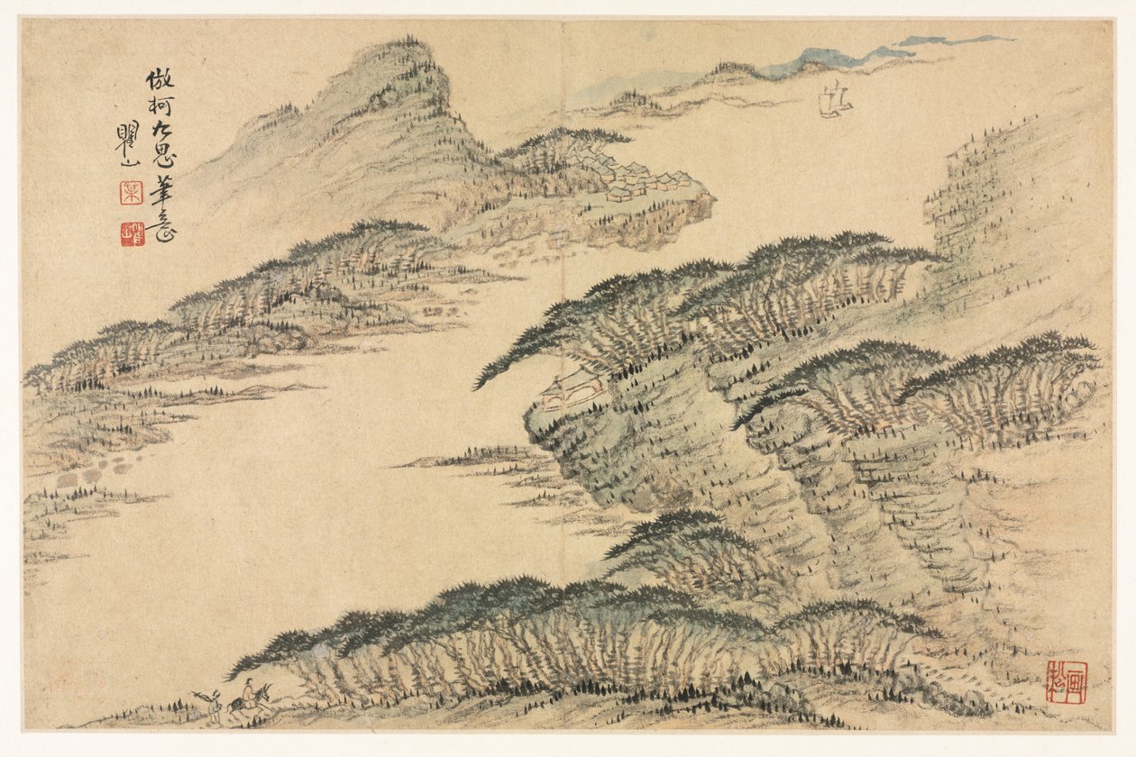 Különféle stílusú tájak régi mesterek után, 1690. alkotó: Mei Qing