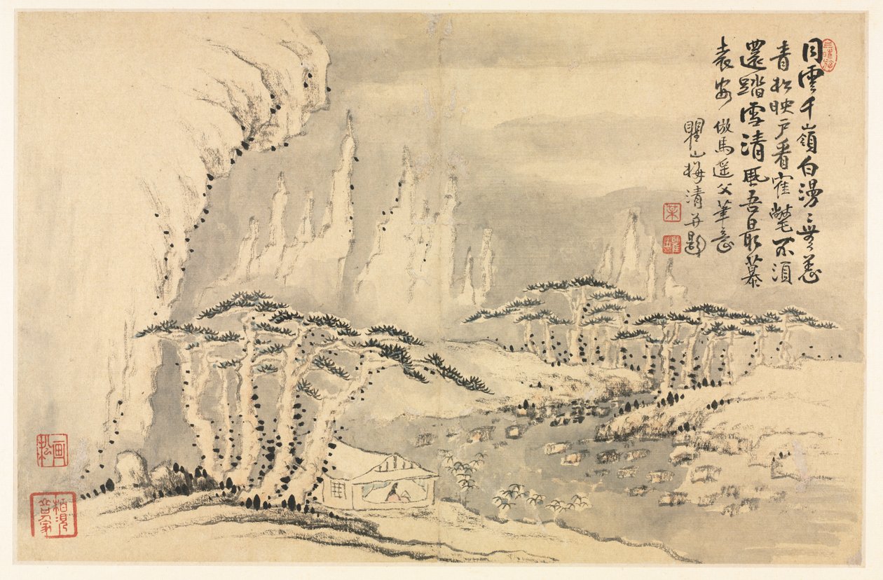 Különféle stílusú tájak régi mesterek után, 1690. alkotó: Mei Qing