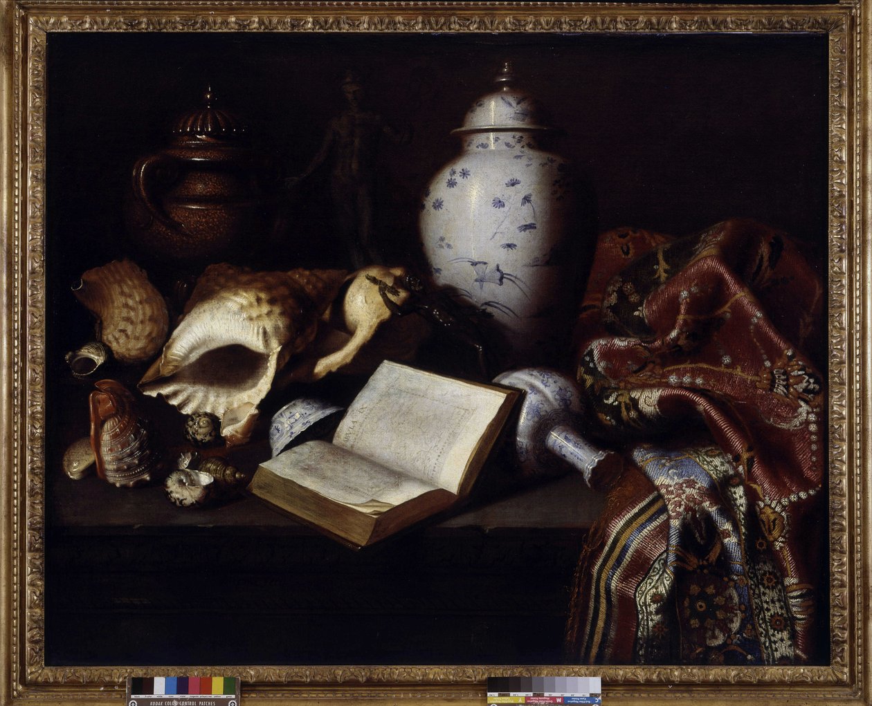 Kínai vázák, kagylók, antik bronzok, könyvek és szőnyegek (olaj, vászon) alkotó: Meiffren (c.1630 1705) Conte