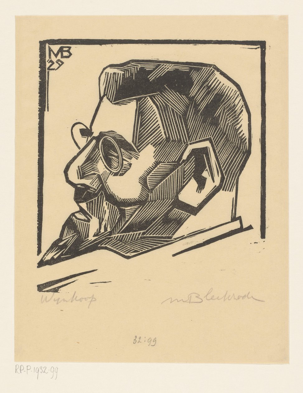 David Wijnkoop portréja (cím a tárgyon) alkotó: Meijer Bleekrode (signed by artist)