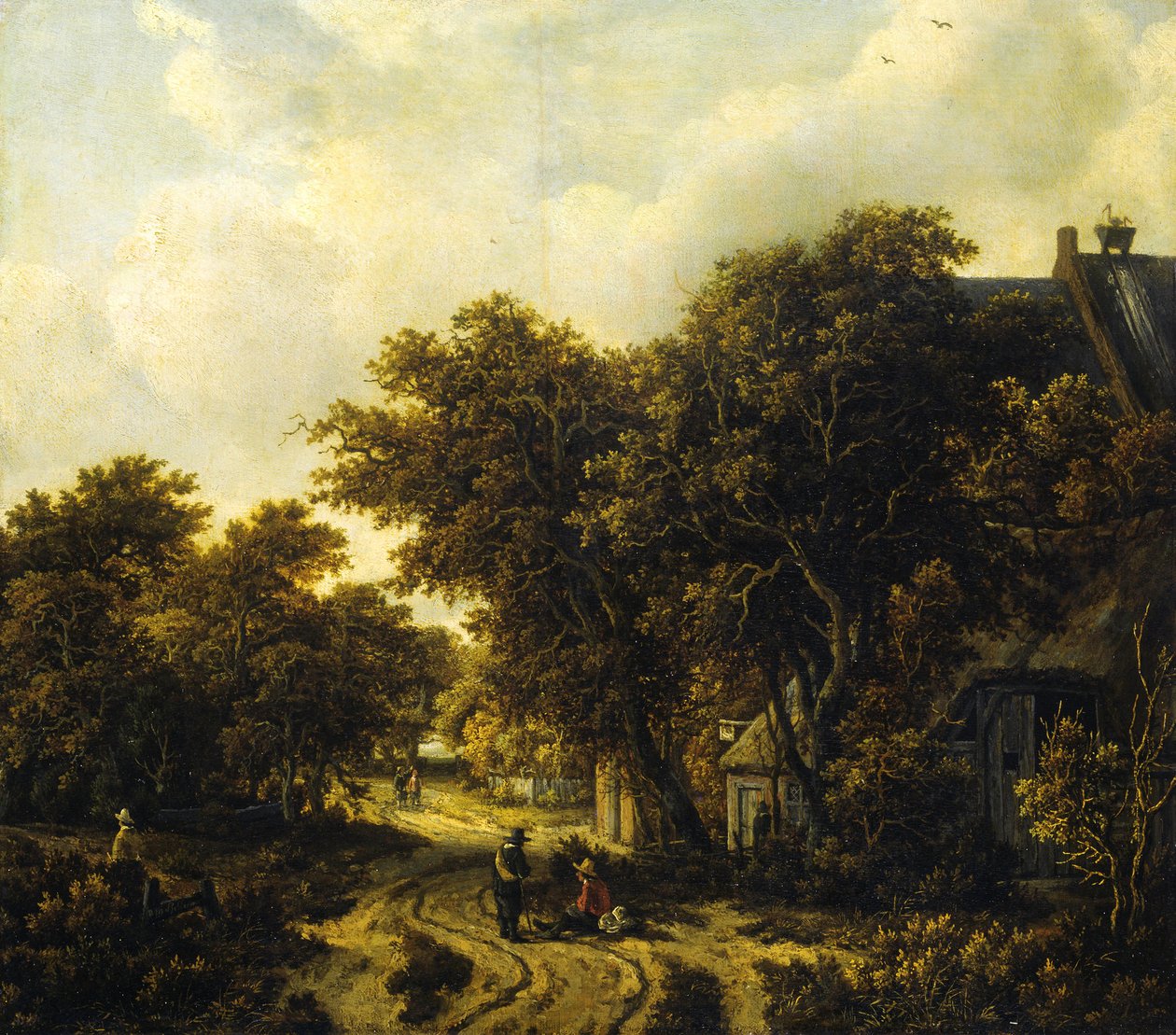 Német: Landschaft mit Wirtshaus Tájkép vendéglővel alkotó: Meindert Hobbema