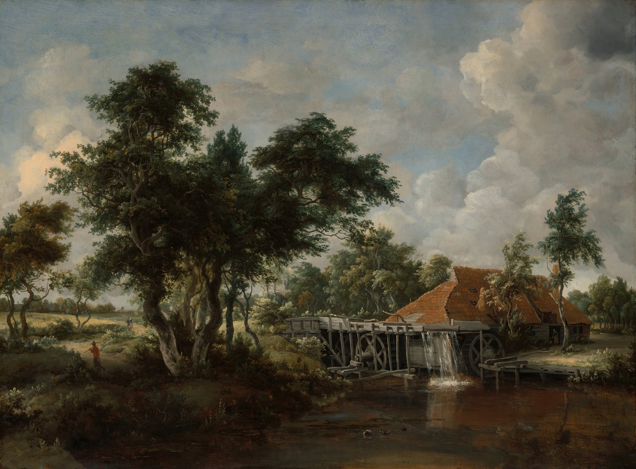Vízimalom nagy vörös tetővel, 166265. alkotó: Meindert Hobbema
