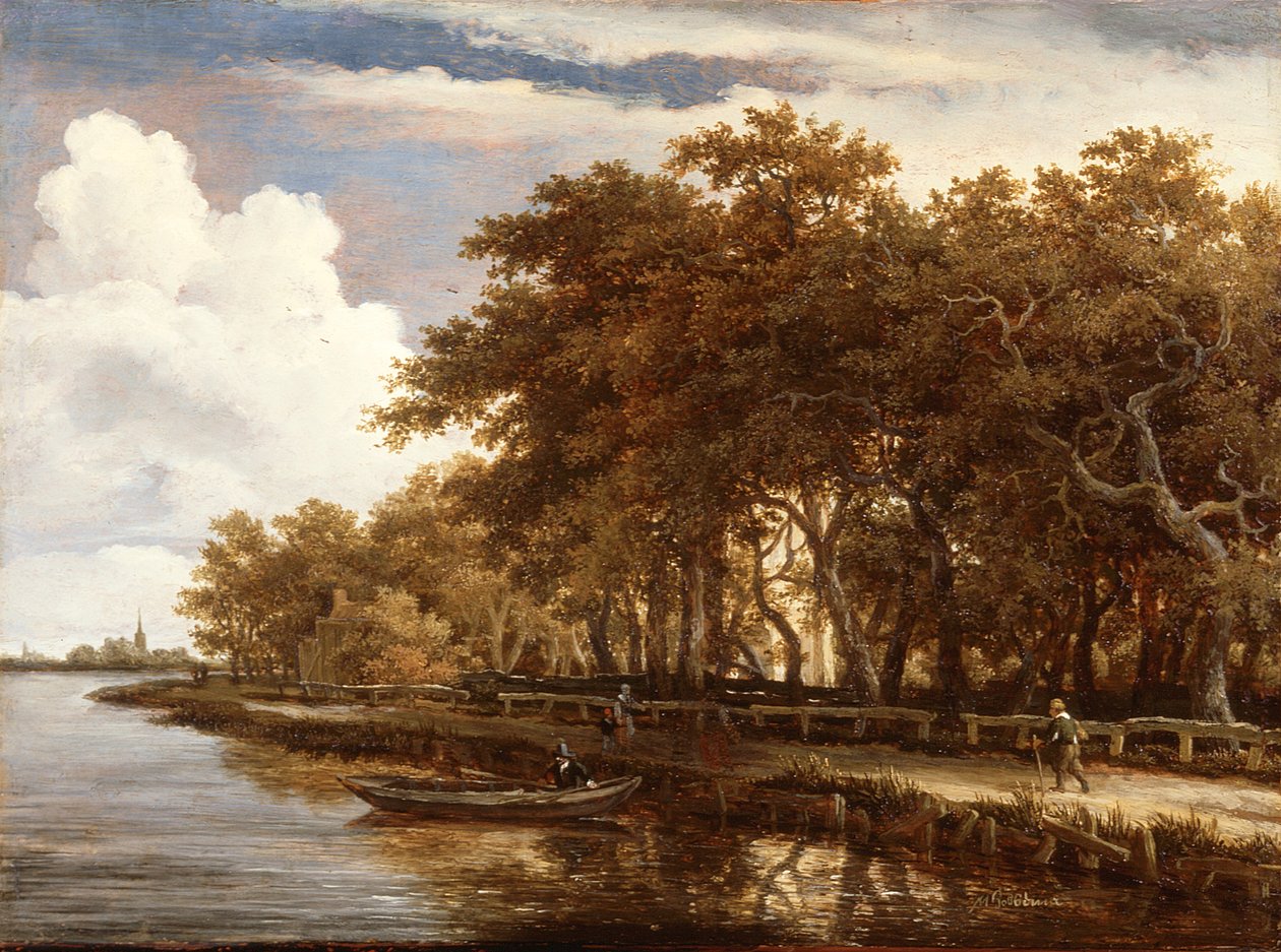 Kilátás az Amstel mentén, 1660 körül (olaj, tábla) alkotó: Meindert Hobbema