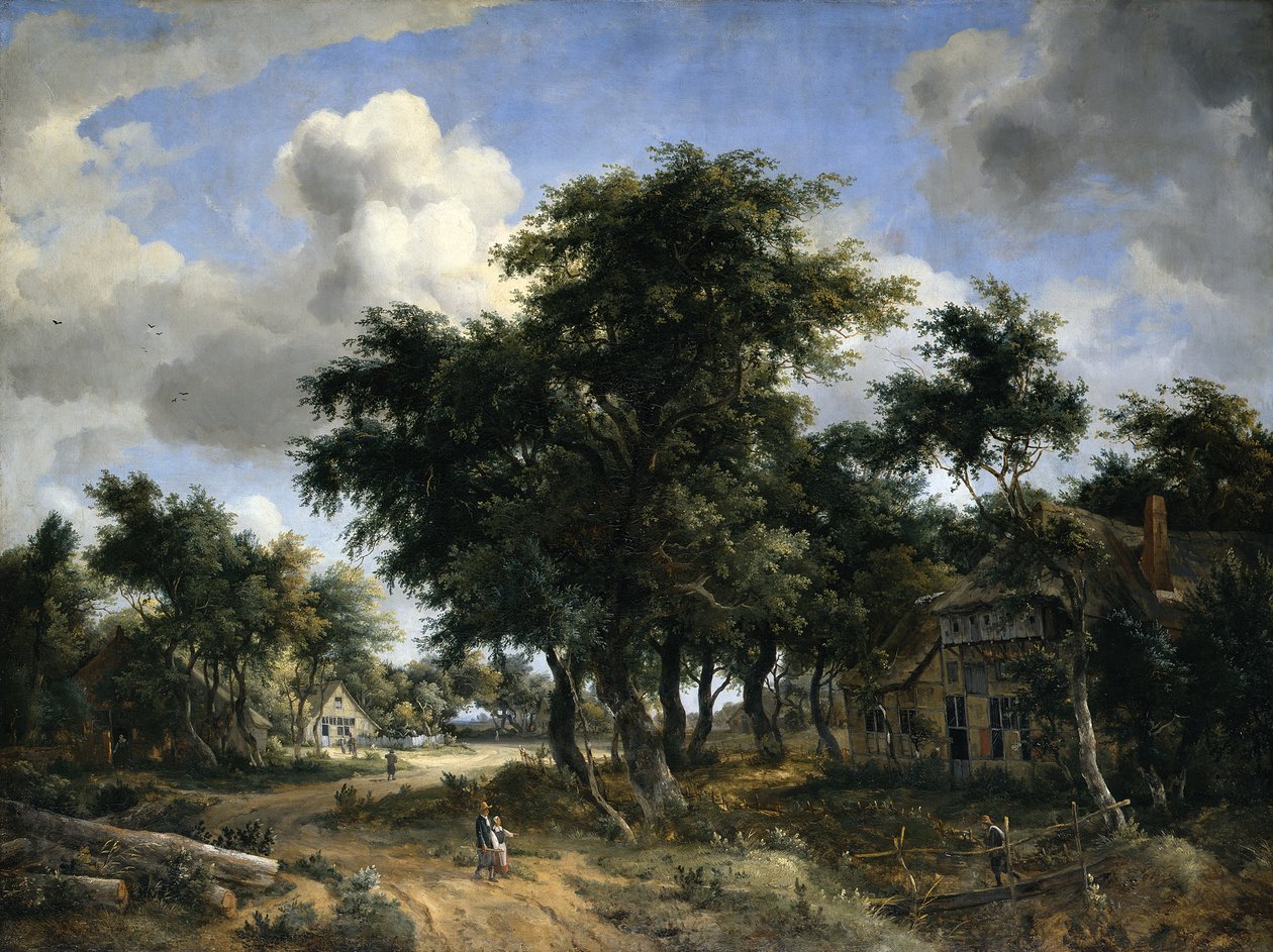 Village Street fák alatt alkotó: Meindert Hobbema
