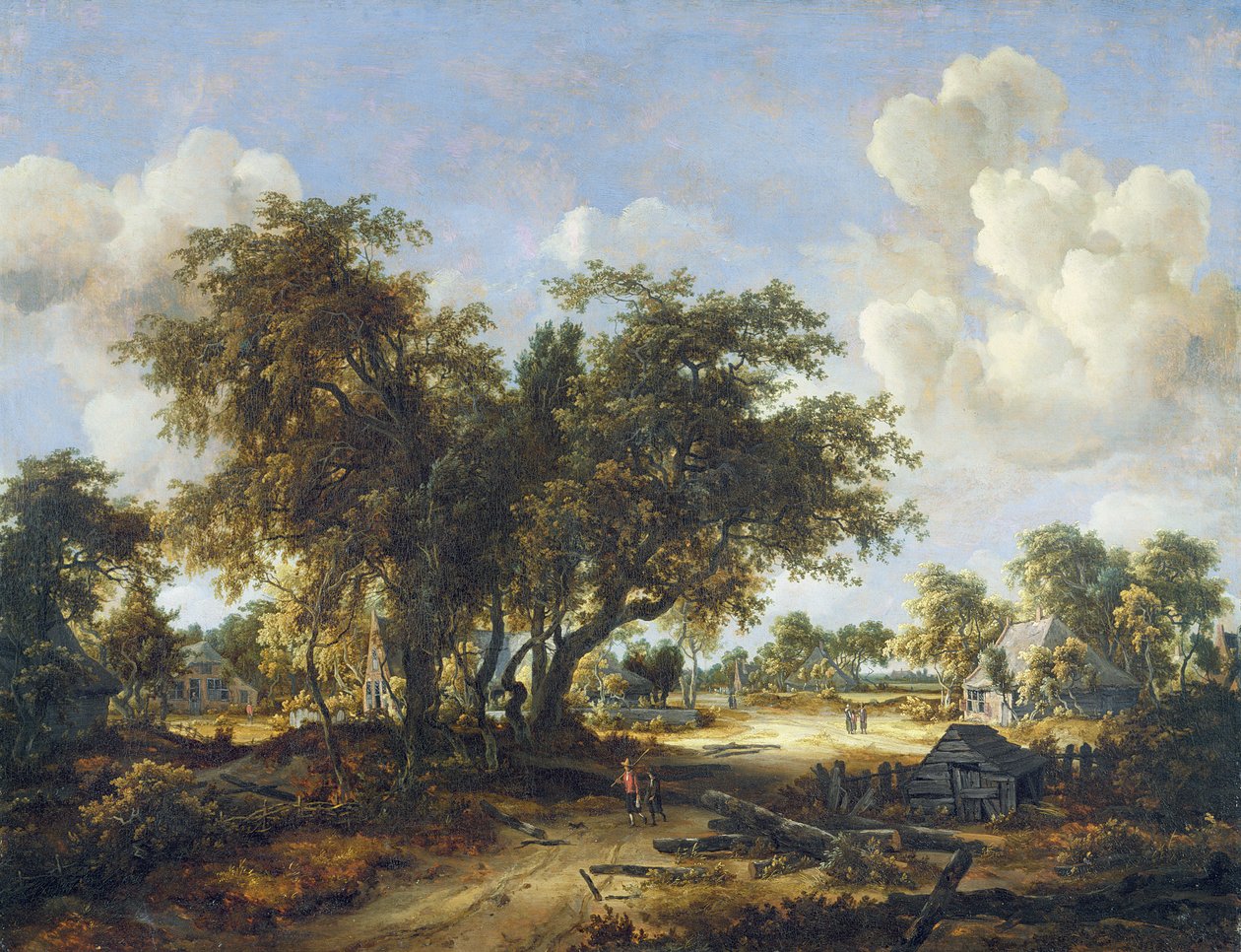 Erdős táj házikókkal, 1665 alkotó: Meindert Hobbema