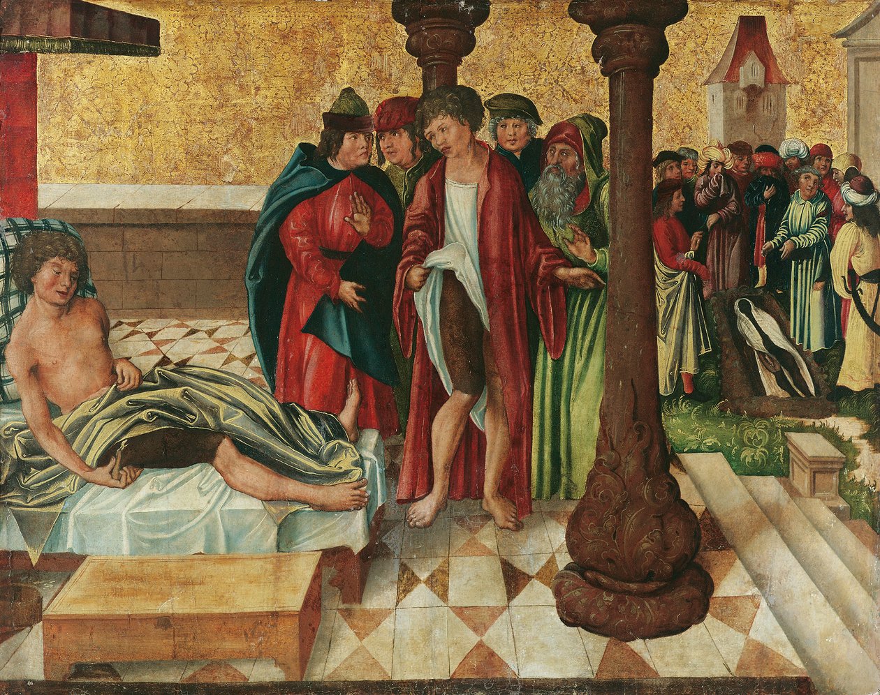 Csodálatos lábgyógyulás St. Cosmas és Damian alkotó: Meister der Legendenszenen
