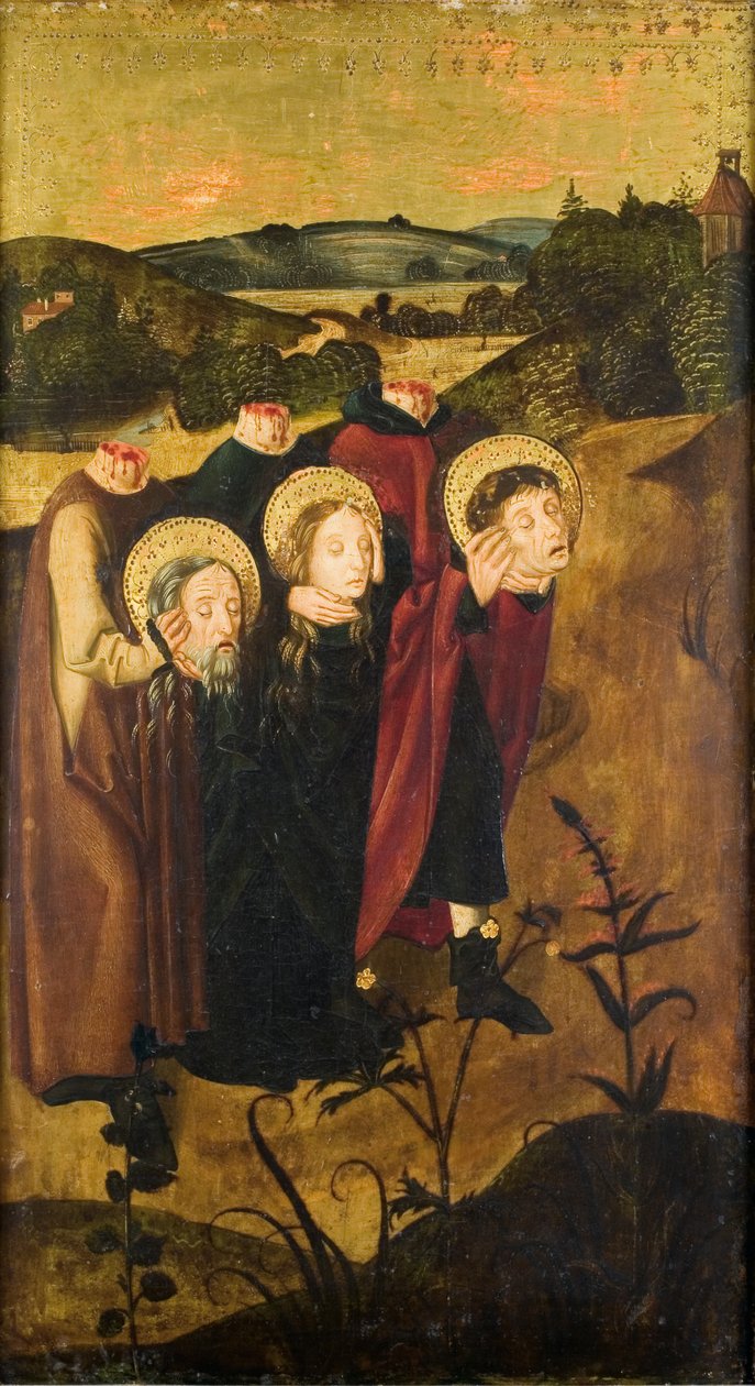 A lefejezett St. Félix, Regula és Exuperantius úton a sírhoz alkotó: Meister des Winkler Epitaphs