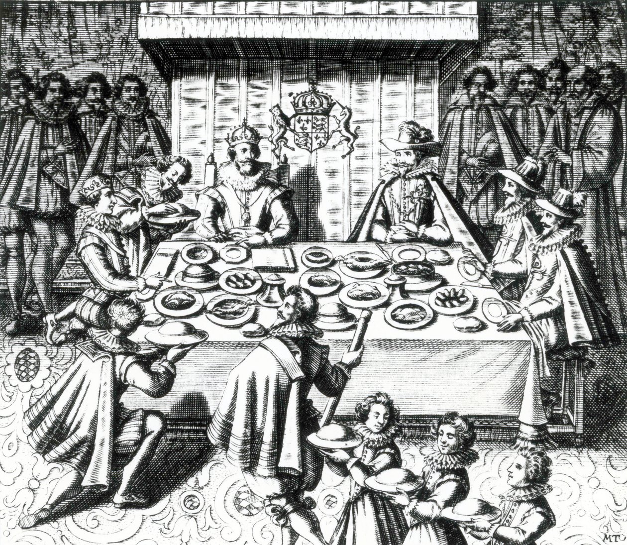 Jakab király lakomázik a spanyol követekkel, 1624 alkotó: Melchior Tavernier