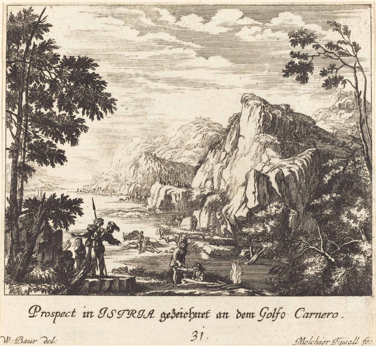 Isztria, Juh-öböl alkotó: Melchior Küsel after Johann Wilhelm Baur