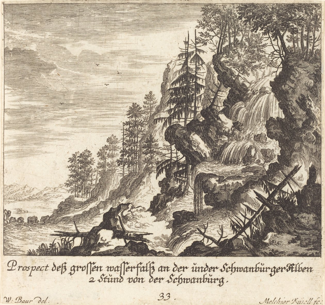Nagy vízesés, Schwanburg alkotó: Melchior Küsel after Johann Wilhelm Baur