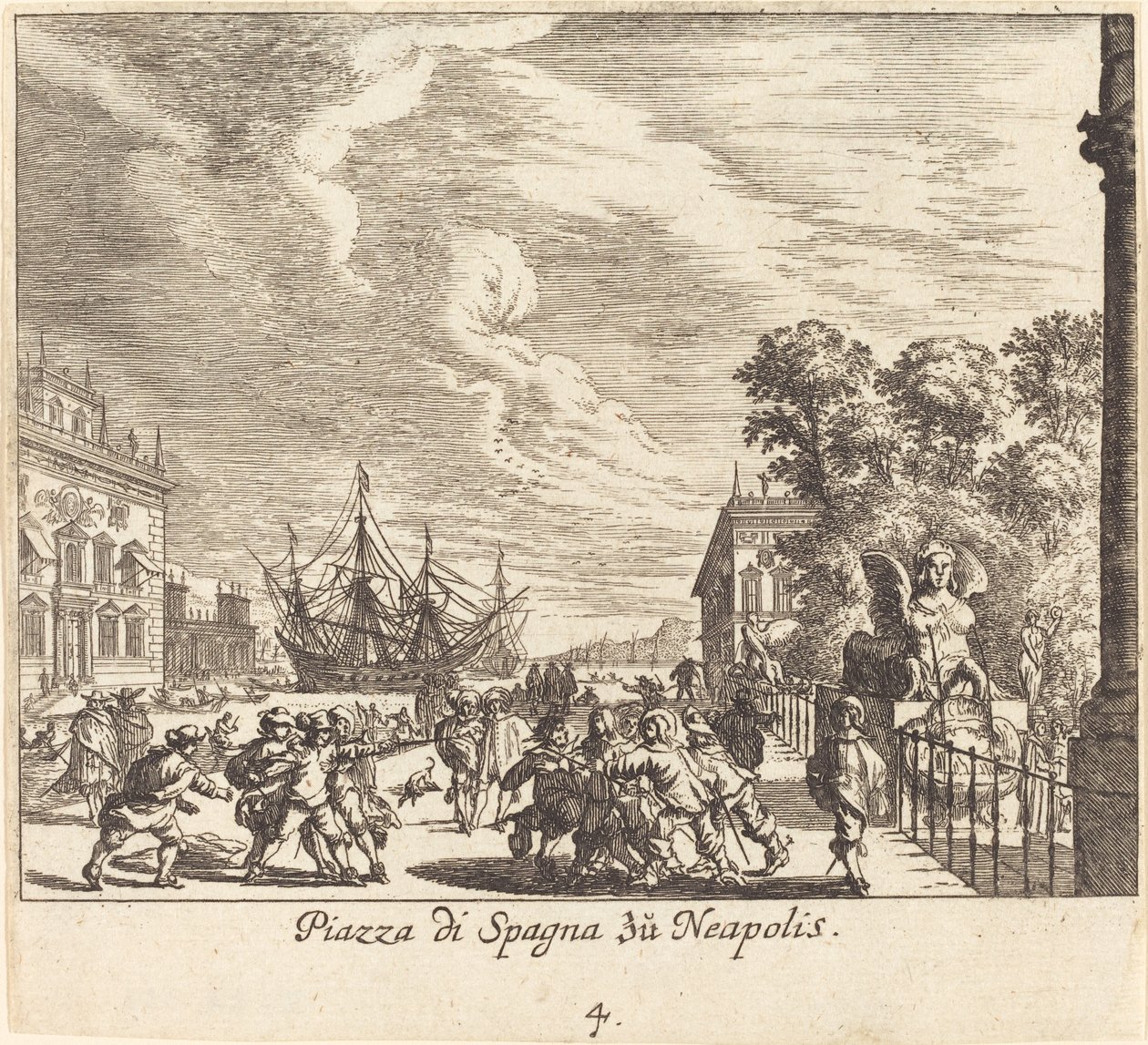 Spanyol lépcső, Nápoly alkotó: Melchior Küsel after Johann Wilhelm Baur