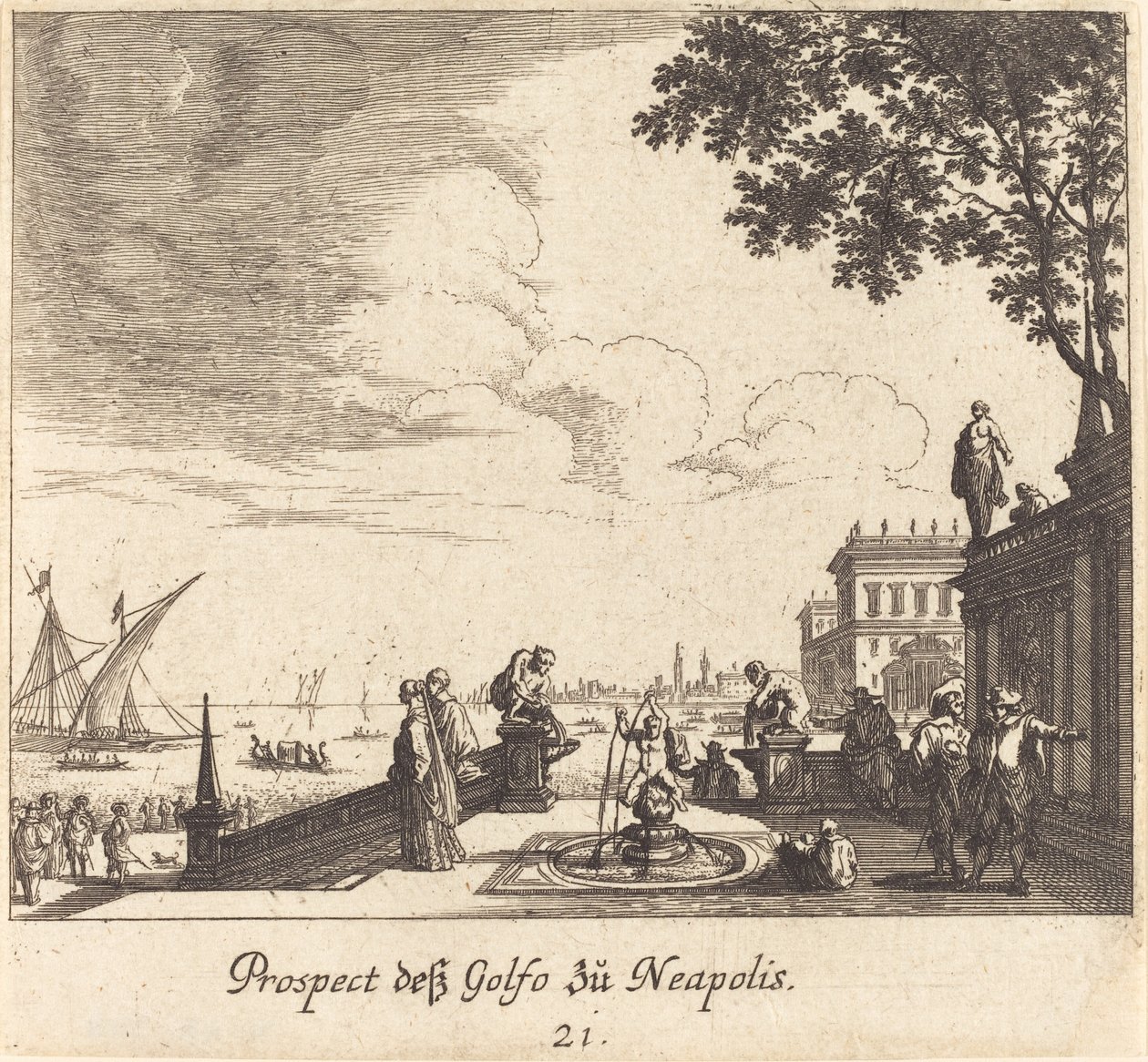 Kilátás a Nápolyi-öbölre alkotó: Melchior Küsel after Johann Wilhelm Baur