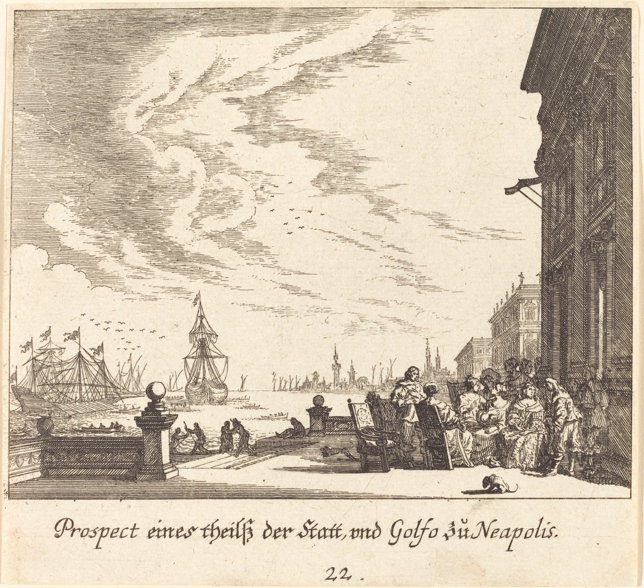 Kilátás a Nápolyi-öbölre alkotó: Melchior Küsel after Johann Wilhelm Baur