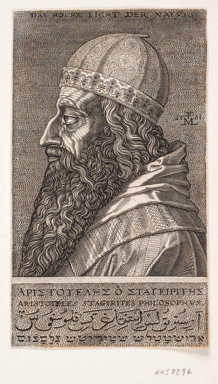 Arisztotelész, félalakos portré, profil balra alkotó: Melchior Lorck