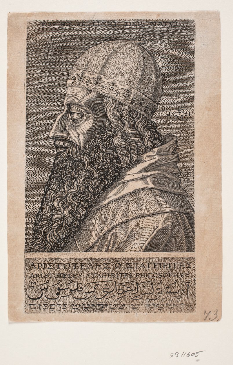 Arisztotelész, félalakos portré, profil balra alkotó: Melchior Lorck