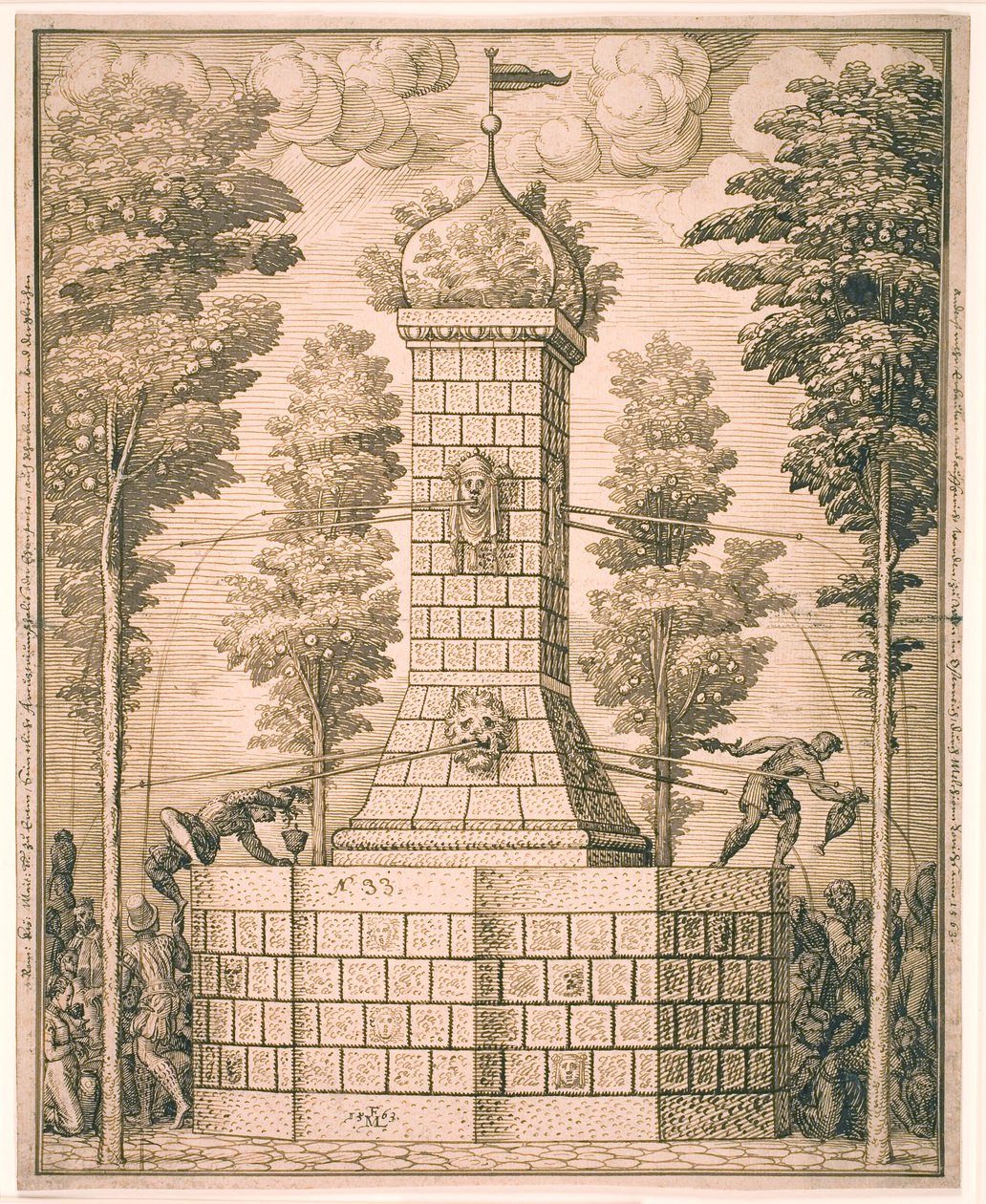 Szökőkút maszkokkal alkotó: Melchior Lorck