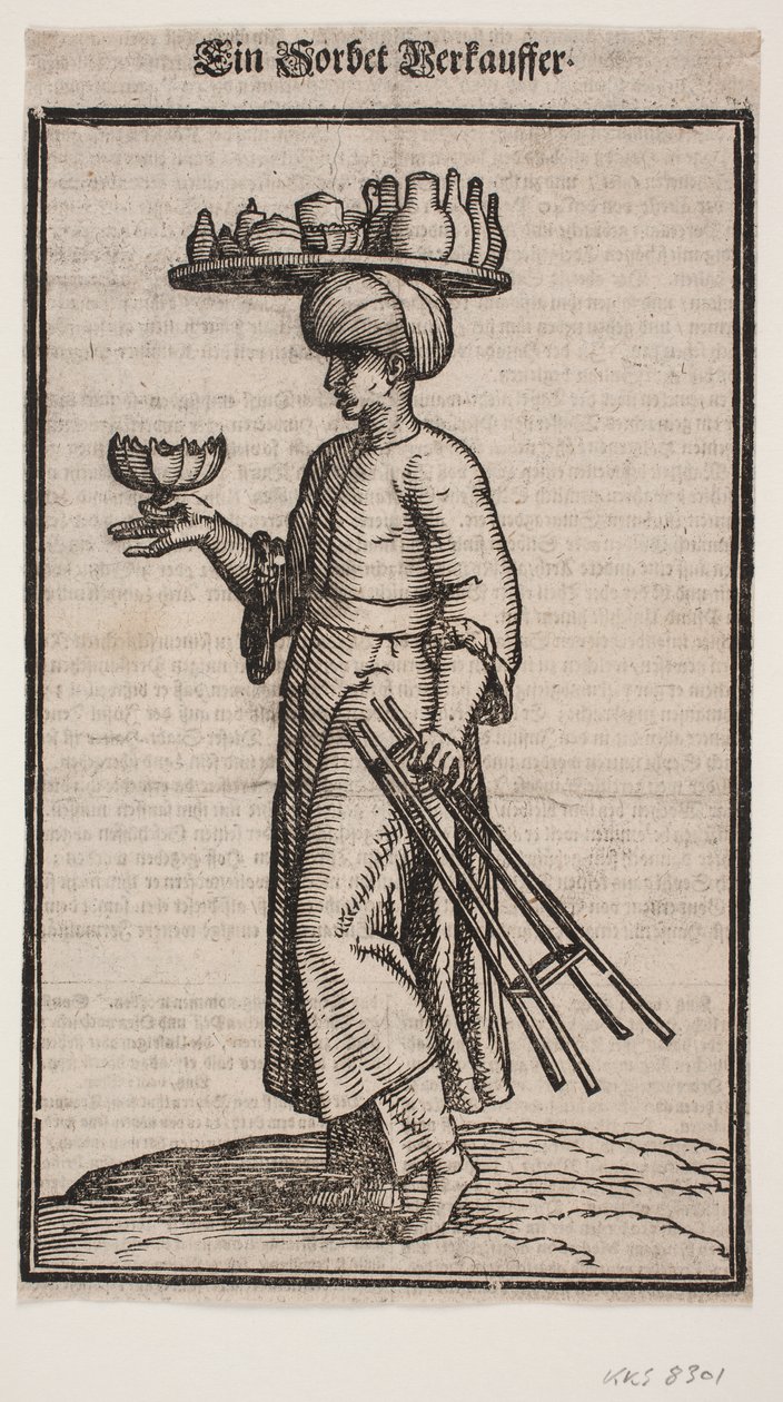 Frissítő italok árusítója, a bal oldal felé sétál alkotó: Melchior Lorck