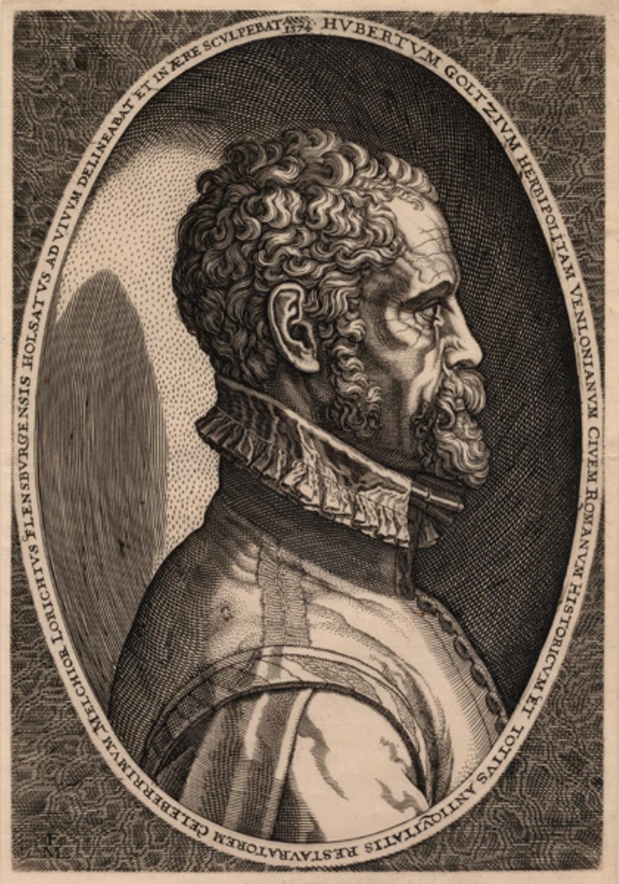Hubert Goltzius antikvár portréja alkotó: Melchior Lorck