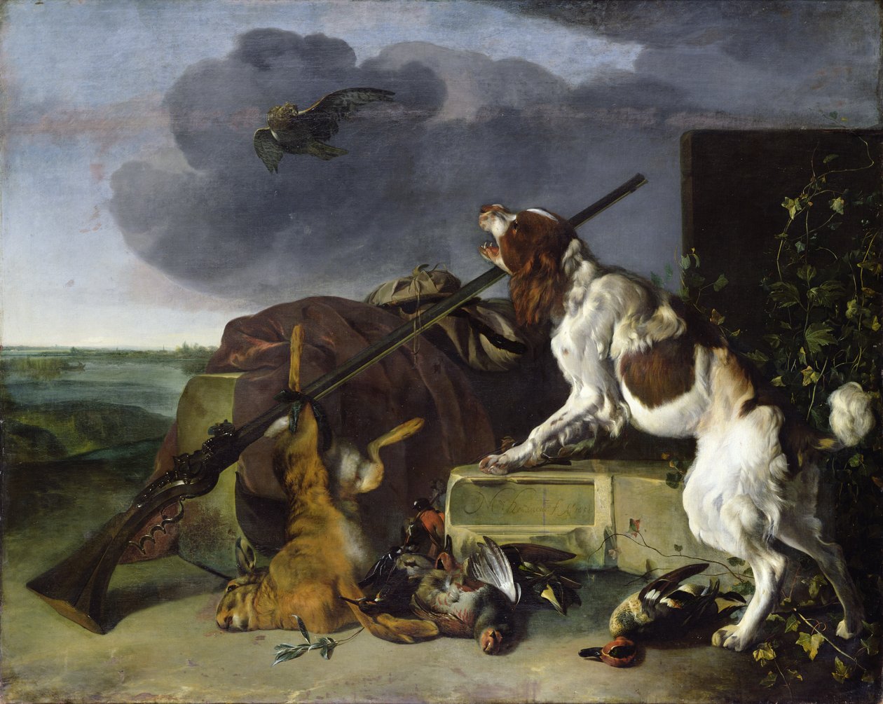 A játékot védő kutya, 1658 alkotó: Melchior de Hondecoeter